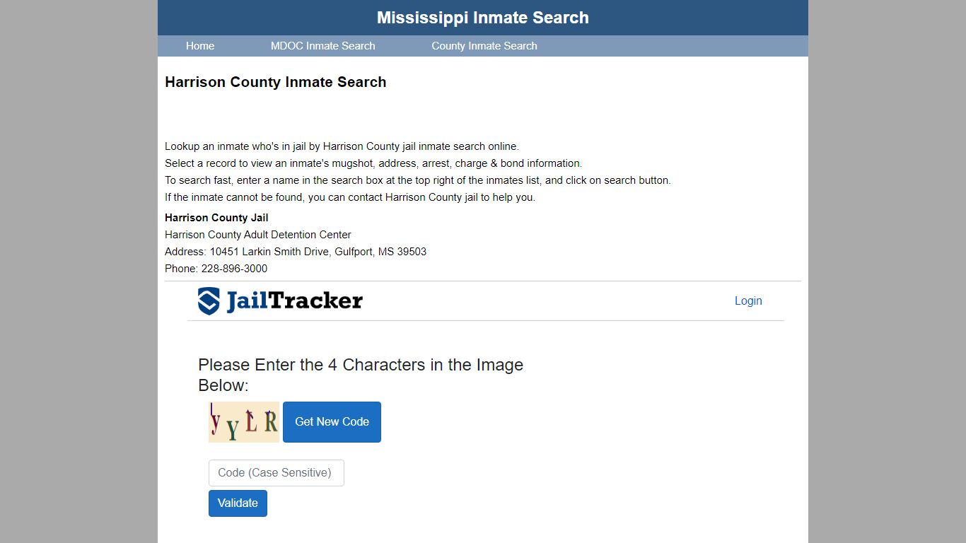 Harrison County Inmate Search